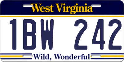 WV license plate 1BW242