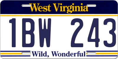 WV license plate 1BW243