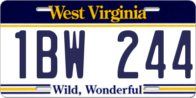 WV license plate 1BW244