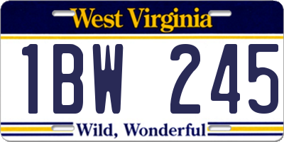 WV license plate 1BW245