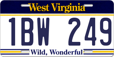 WV license plate 1BW249