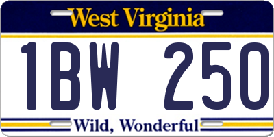 WV license plate 1BW250
