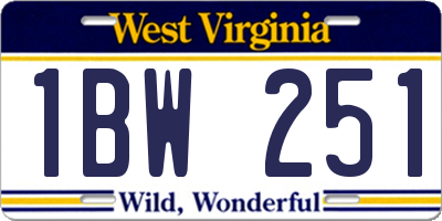 WV license plate 1BW251