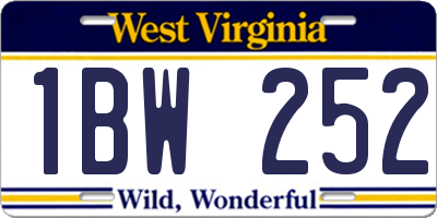 WV license plate 1BW252