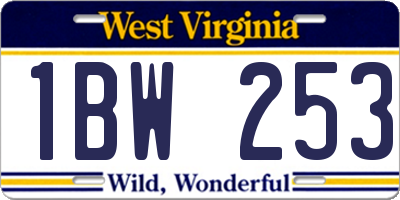 WV license plate 1BW253