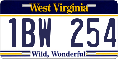 WV license plate 1BW254
