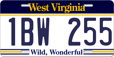 WV license plate 1BW255