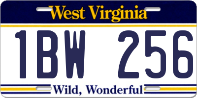 WV license plate 1BW256