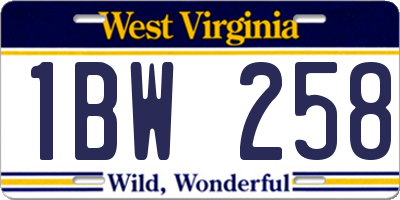 WV license plate 1BW258