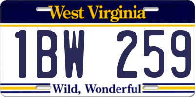 WV license plate 1BW259