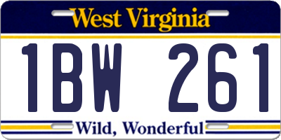 WV license plate 1BW261