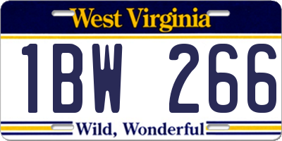 WV license plate 1BW266