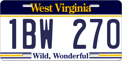 WV license plate 1BW270