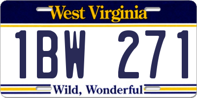 WV license plate 1BW271