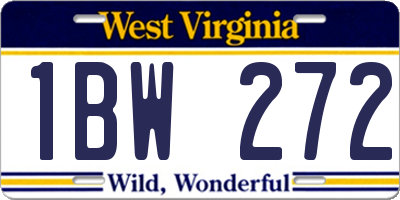 WV license plate 1BW272