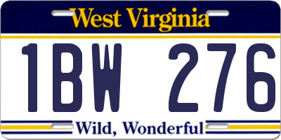 WV license plate 1BW276