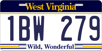 WV license plate 1BW279