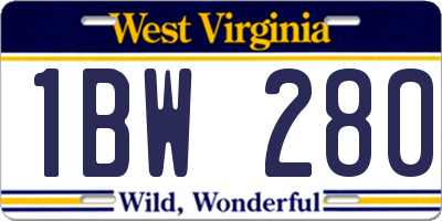 WV license plate 1BW280