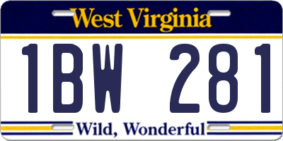 WV license plate 1BW281