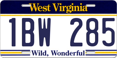 WV license plate 1BW285