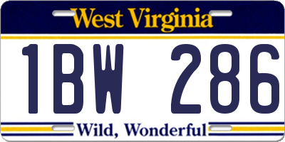WV license plate 1BW286