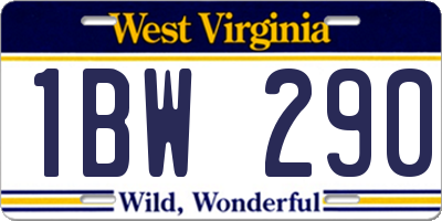 WV license plate 1BW290