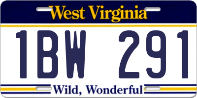 WV license plate 1BW291