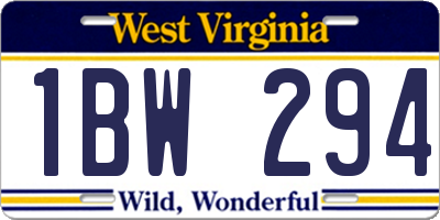 WV license plate 1BW294