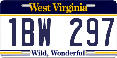 WV license plate 1BW297