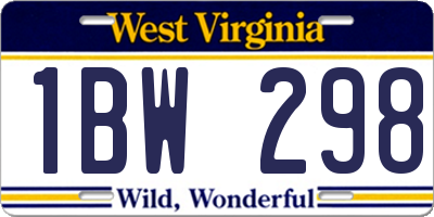 WV license plate 1BW298