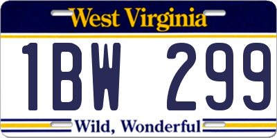 WV license plate 1BW299