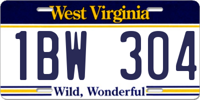 WV license plate 1BW304