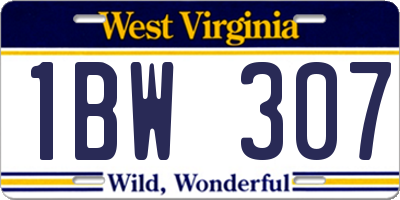 WV license plate 1BW307