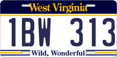 WV license plate 1BW313