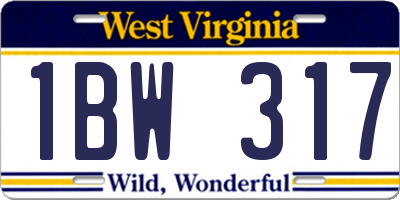WV license plate 1BW317