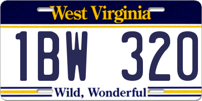 WV license plate 1BW320