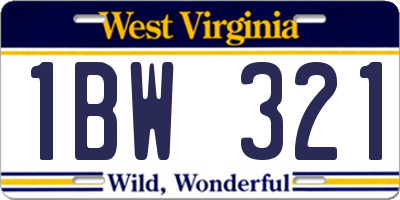 WV license plate 1BW321