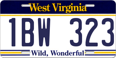 WV license plate 1BW323