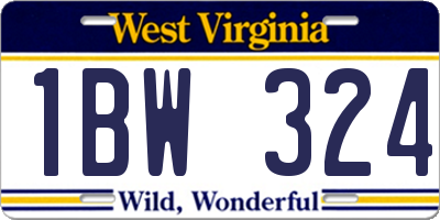 WV license plate 1BW324