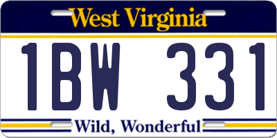 WV license plate 1BW331