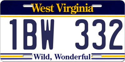 WV license plate 1BW332