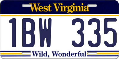 WV license plate 1BW335