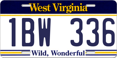 WV license plate 1BW336