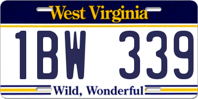 WV license plate 1BW339