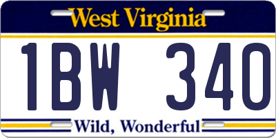 WV license plate 1BW340