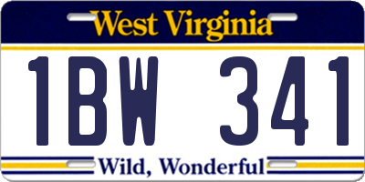 WV license plate 1BW341