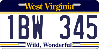 WV license plate 1BW345
