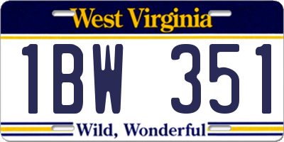 WV license plate 1BW351