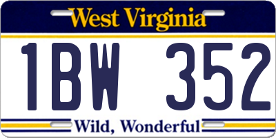 WV license plate 1BW352