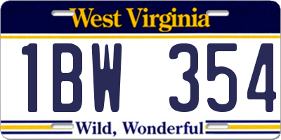 WV license plate 1BW354